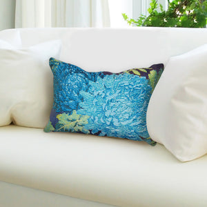 Trans Ocean Liora Manne Marina Mums Indoor/Outdoor Pillow - Vibrant Floral Design For Stylish Spaces Blue Polypropylene,Polyester 7mr5s818303
