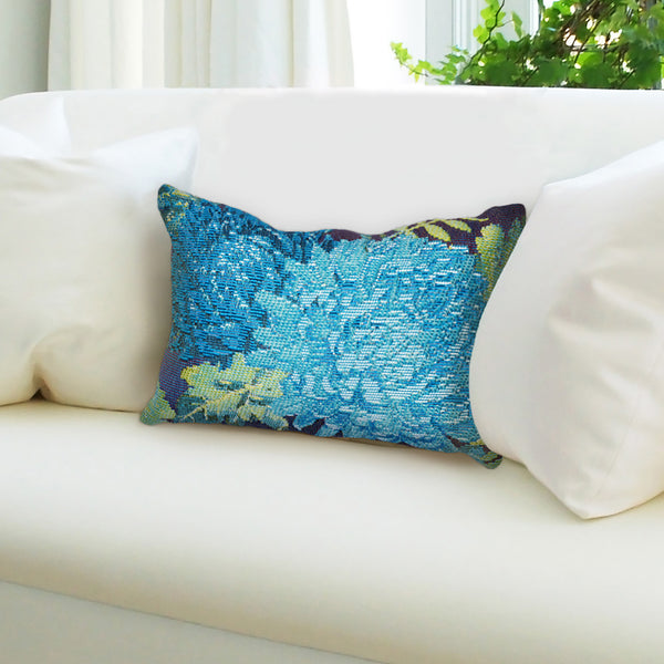 Trans Ocean Liora Manne Marina Mums Indoor/Outdoor Pillow - Vibrant Floral Design For Stylish Spaces Blue Polypropylene,Polyester 7mr5s818303