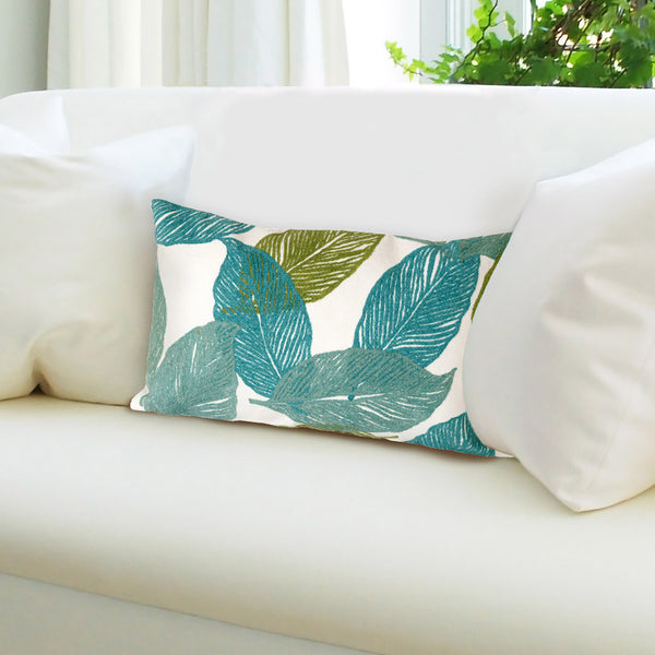 Trans Ocean Liora Manne Visions I Mystic Leaf Indoor/Outdoor Pillow - Vibrant Botanical Art For Any Space Blue Polyester 7sa1s405104