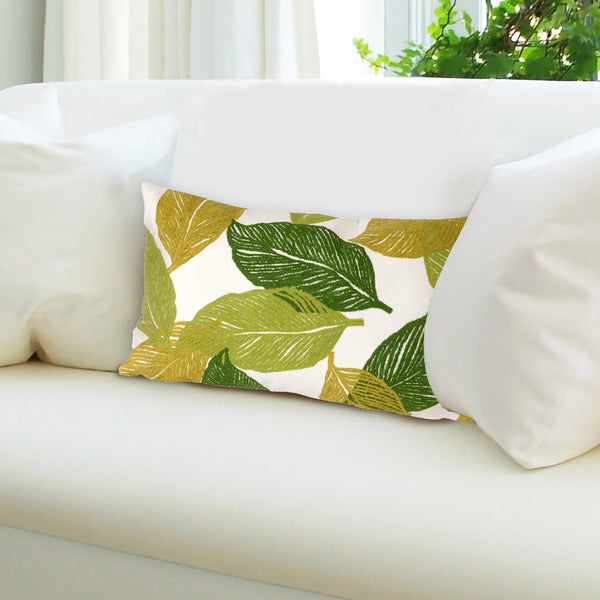 Trans Ocean Liora Manne Visions I Mystic Leaf Indoor/Outdoor Pillow - Vibrant Botanical Art For Any Space Green Polyester 7sa2s405106