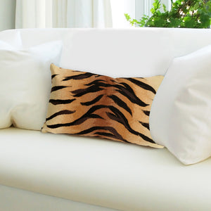 Trans Ocean Liora Manne Visions I Handmade Tiger Pillow - Stylish Indoor/Outdoor Accent For Any Space Brown Polyester 7sa1s408519