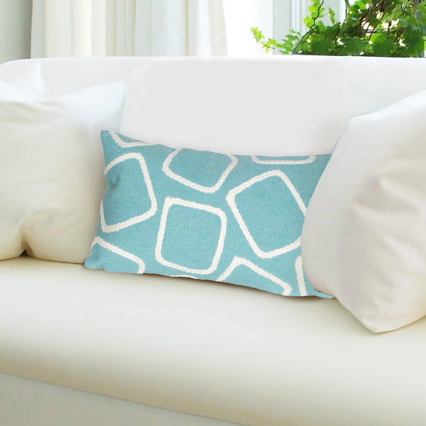 Trans Ocean Liora Manne Visions I Handmade Indoor/Outdoor Pillow - Geometric Accent For Stylish Spaces Blue Polyester 7sa1s408704