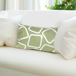 Trans Ocean Liora Manne Visions I Handmade Indoor/Outdoor Pillow - Geometric Accent For Stylish Spaces Green Polyester 7sa2s408716