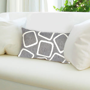 Trans Ocean Liora Manne Visions I Handmade Indoor/Outdoor Pillow - Geometric Accent For Stylish Spaces Silver Polyester 7sa1s408738