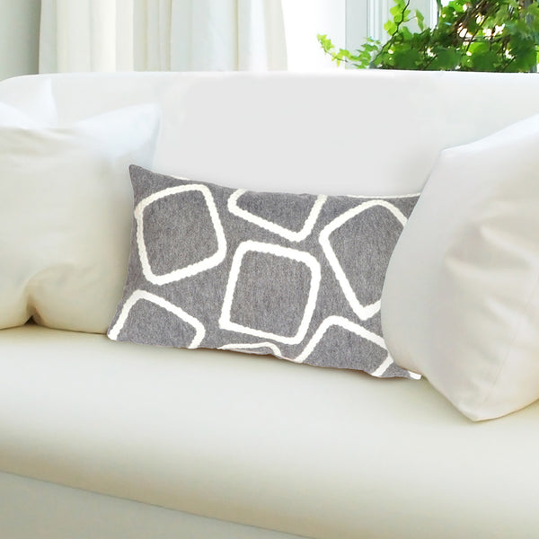 Trans Ocean Liora Manne Visions I Handmade Indoor/Outdoor Pillow - Geometric Accent For Stylish Spaces Silver Polyester 7sa1s408738