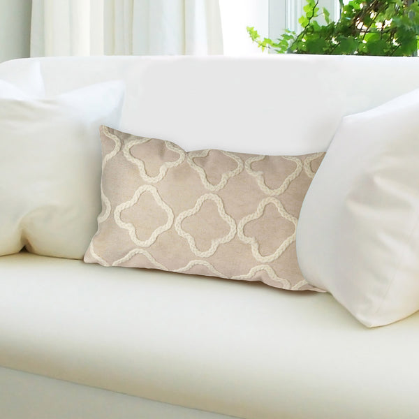 Trans Ocean Liora Manne Visions I Handcrafted Crochet Tile Indoor/Outdoor Pillow - Stylish Geometric Accent White Polyester 7sa2s413212