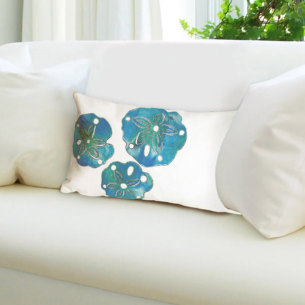 Trans Ocean Liora Manne Visions I Handcrafted Coastal Sand Dollar Pillow - Stylish Indoor/Outdoor Accent Decor Blue Polyester 7sa2s414012