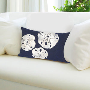 Trans Ocean Liora Manne Visions I Handcrafted Coastal Sand Dollar Pillow - Stylish Indoor/Outdoor Accent Decor Navy Polyester 7sa1s414033