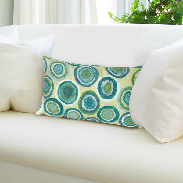 Trans Ocean Liora Manne Visions Ii Indoor/Outdoor Handmade Pillow - Contemporary Geometric Art For Any Space Green Polyester 7sb1s412804