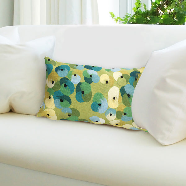 Trans Ocean Liora Manne Visions Ii Pansy Indoor/Outdoor Pillow - Handcrafted Geometric Accent For Modern Spaces Green Polyester 7sb2s413806