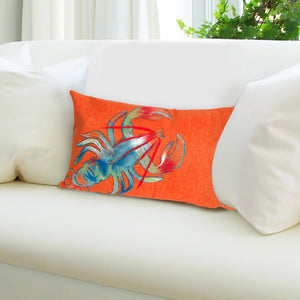 Trans Ocean Liora Manne Visions Ii Handmade Coastal Lobster Pillow - Vibrant Graphic Accent For Any Space Orange Polyester 7sb1s415317