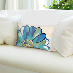 Trans Ocean Liora Manne Visions Iii Handmade Floral Pillow - Contemporary Botanical Design For Indoor/Outdoor Use Blue Polyester 7sc1s314904