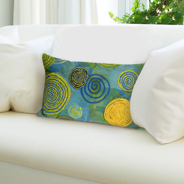 Trans Ocean Liora Manne Visions Iii Graffiti Swirl Indoor/Outdoor Pillow - Stunning Artful Accent For Any Space Blue Polyester 7sc1s410906