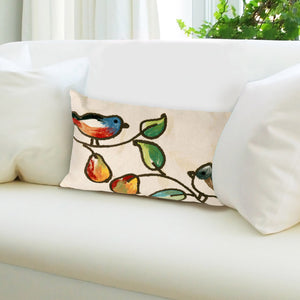 Trans Ocean Liora Manne Visions Iii Song Birds Handmade Indoor/Outdoor Pillow - Stunning Nature Garden Accent Ivory Polyester 7sc2s411912
