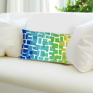 Trans Ocean Liora Manne Visions Iii Ombre Tile Handmade Indoor/Outdoor Pillow - Modern Geometric Accent Decor Blue Polyester 7sc1s415906