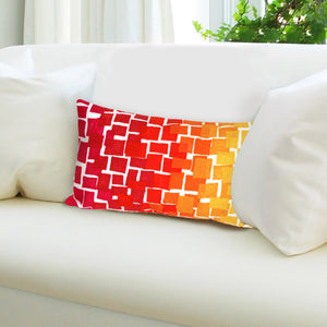 Trans Ocean Liora Manne Visions Iii Ombre Tile Handmade Indoor/Outdoor Pillow - Modern Geometric Accent Decor Red Polyester 7sc1s415924