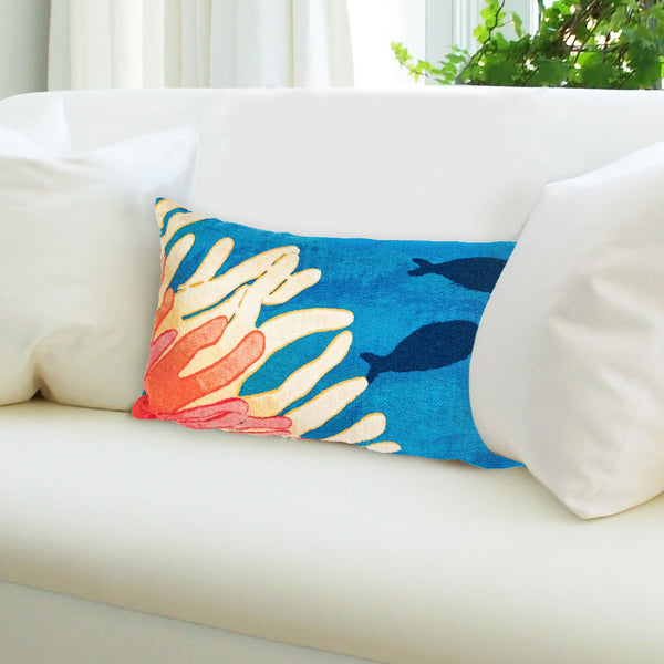 Trans Ocean Liora Manne Visions Iii Coastal Indoor/Outdoor Pillow - Stunning Reef & Fish Design For Any Space Orange Polyester 7sc2s421117