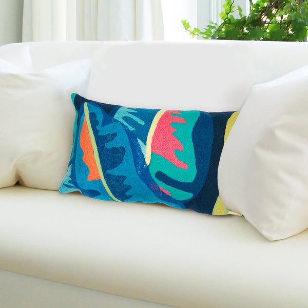 Trans Ocean Liora Manne Visions Iii Handmade Tropical Banana Plant Pillow - Bright, Contemporary Accent Decor Blue Polyester 7sc2s500504
