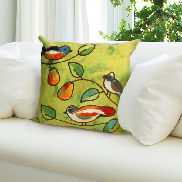 Trans Ocean Liora Manne Visions Iii Song Birds Handmade Indoor/Outdoor Pillow - Stunning Nature Garden Accent Green Polyester 7sc2s411906