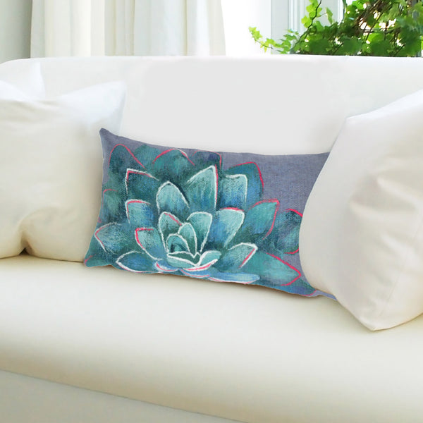 Trans Ocean Liora Manne Visions Iv Indoor/Outdoor Handmade Pillow - Stunning Botanicals For Modern Spaces Blue Polyester 7sd1s431603