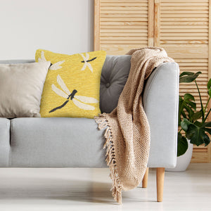 Trans Ocean Liora Manne Frontporch Dragonfly Indoor/Outdoor Pillow - Stylish Contemporary Accent For Any Space Yellow Polyester,Acrylic 7fp8s141509