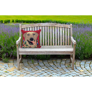 Trans Ocean Liora Manne Frontporch Happy Holidays Indoor/Outdoor Pillow - Cheerful Lab With Festive Lights Red Polyester,Acrylic 7fp8s156124