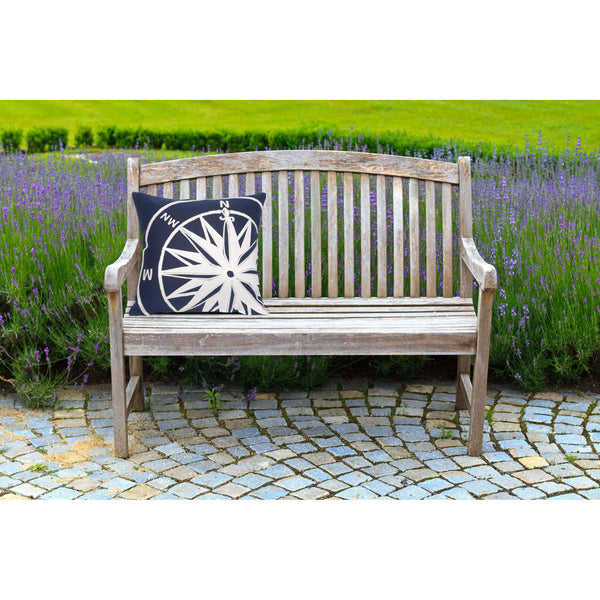 Trans Ocean Liora Manne Visions Ii Nautical Compass Indoor/Outdoor Pillow - Handcrafted Coastal Decor Accent Navy Polyester 7sb2s418303