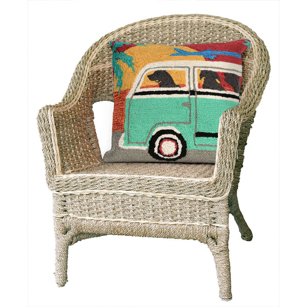 Trans Ocean Liora Manne Frontporch Beach Trip Pillow - 18" Coastal Design With Black Labs & Sunset Vibes Blue Polyester,Acrylic 7fp8s147518