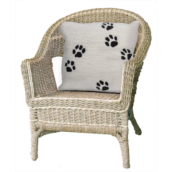 Trans Ocean Liora Manne Paw Prints Indoor/Outdoor Pillow - Whimsical 18" Accent In Neutral Ivory Design Natural Polyester,Acrylic 7fp8s426912