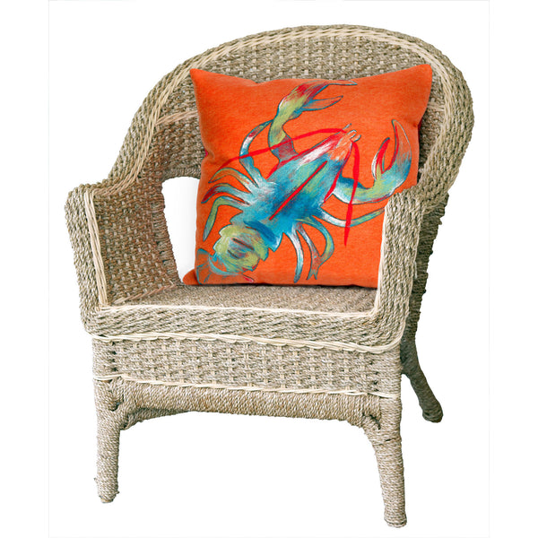 Trans Ocean Liora Manne Visions Ii Handmade Coastal Lobster Pillow - Vibrant Graphic Accent For Any Space Orange Polyester 7sb2s415317