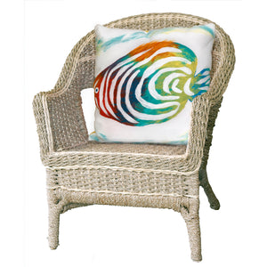 Trans Ocean Liora Manne Visions Iii Rainbow Fish Handmade Indoor/Outdoor Pillow - Coastal Artistry In Green Green Polyester 7sc2s415212
