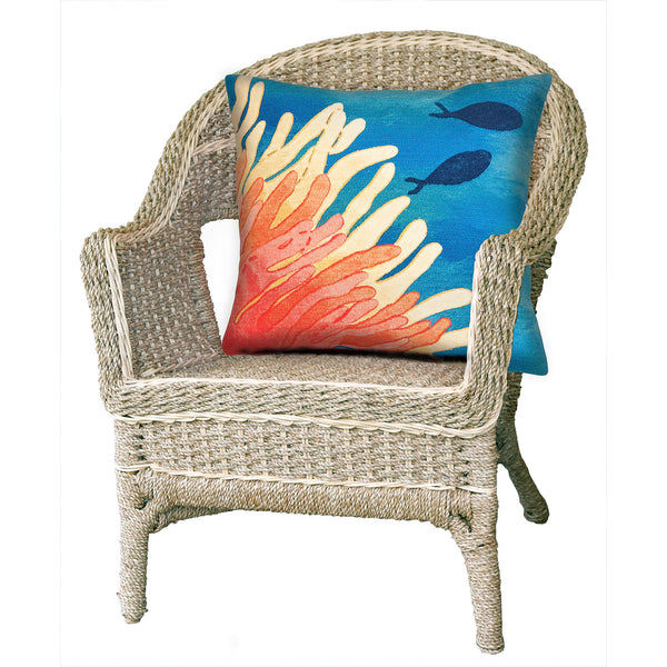 Trans Ocean Liora Manne Visions Iii Coastal Indoor/Outdoor Pillow - Stunning Reef & Fish Design For Any Space Orange Polyester 7sc2s421117
