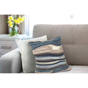 Trans Ocean Liora Manne Ipanema Indoor/Outdoor Pillow - 18" X 18" Blue/Grey Accent For Modern Living Spaces Blue Polyester,Acrylic 7fp8s228503