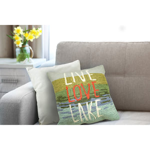 Trans Ocean Liora Manne Frontporch Live Love Lake Indoor/Outdoor Handmade Pillow - Nature-inspired Accent Blue Polyester,Acrylic 7fp8s450703