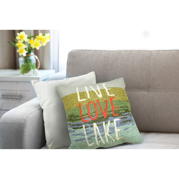 Trans Ocean Liora Manne Frontporch Live Love Lake Indoor/Outdoor Handmade Pillow - Nature-inspired Accent Blue Polyester,Acrylic 7fp8s450703