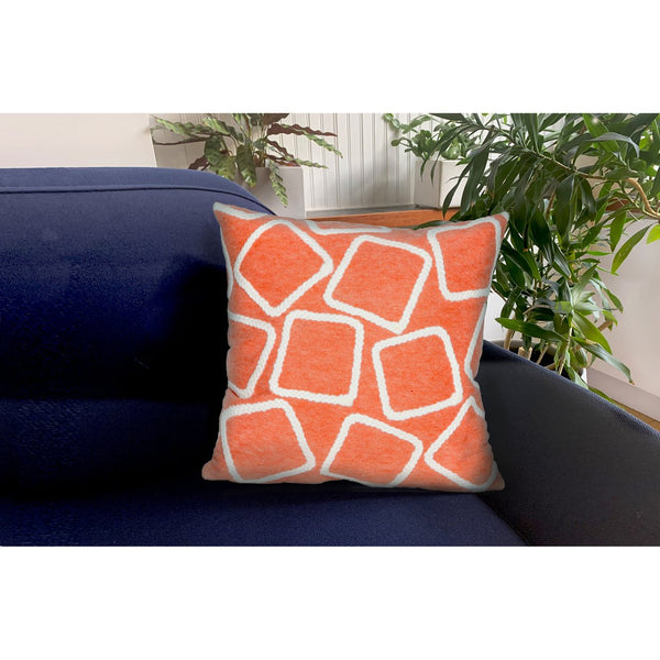 Trans Ocean Liora Manne Visions I Handmade Indoor/Outdoor Pillow - Geometric Accent For Stylish Spaces Orange Polyester 7sa2s408717