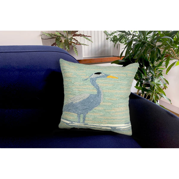 Trans Ocean Liora Manne Blue Heron 18" X 18" Indoor/Outdoor Pillow - Nature-inspired Home Accent Decor Blue Polyester,Acrylic 7fp8s450603