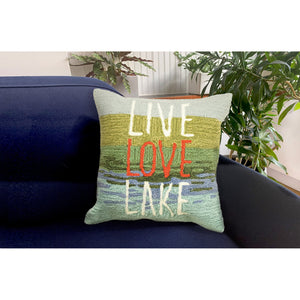 Trans Ocean Liora Manne Frontporch Live Love Lake Indoor/Outdoor Handmade Pillow - Nature-inspired Accent Blue Polyester,Acrylic 7fp8s450703