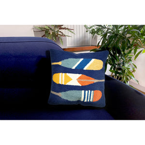 Trans Ocean Liora Manne Paddles Indoor/Outdoor Pillow - 18" Navy Boating Design, Vibrant Nature Accent Decor Navy Polyester,Acrylic 7fp8s450833
