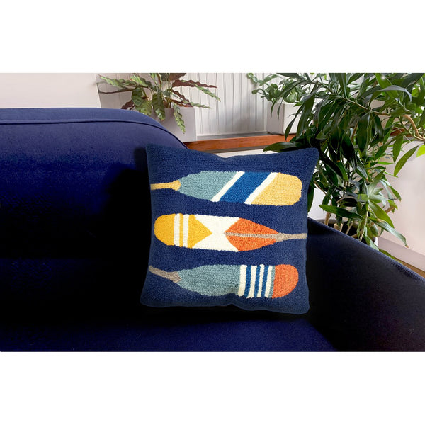 Trans Ocean Liora Manne Paddles Indoor/Outdoor Pillow - 18" Navy Boating Design, Vibrant Nature Accent Decor Navy Polyester,Acrylic 7fp8s450833