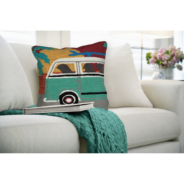 Trans Ocean Liora Manne Frontporch Beach Trip Pillow - 18" Coastal Design With Black Labs & Sunset Vibes Blue Polyester,Acrylic 7fp8s147518