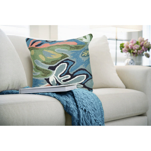 Trans Ocean Liora Manne On Holiday Indoor/Outdoor Pillow - Vibrant Floral Design, 18" X 18" For Stylish Living Blue Polyester,Acrylic 7fp8s174004