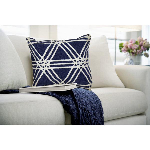 Trans Ocean Liora Manne Frontporch Hex Indoor/Outdoor Pillow - Stylish Geometric Design For All Spaces Navy Polyester,Acrylic 7fp8s174133