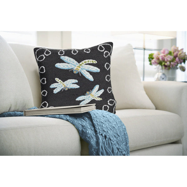 Trans Ocean Liora Manne Frontporch Dragonfly Indoor/Outdoor Pillow - Stylish Contemporary Accent For Any Space Black Polyester,Acrylic 7fp8s204847