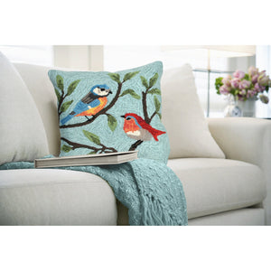 Trans Ocean Liora Birds On Branches Aqua Pillow - 18"X18" Handmade Indoor/Outdoor Botanical Accent Decor Blue Polyester,Acrylic 7fp8s227004