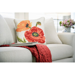Trans Ocean Liora Manne Frontporch Icelandic Poppies Pillow - Vibrant Floral Design For Indoor & Outdoor Spaces 18" Natural Polyester,Acrylic 7fp8s227212