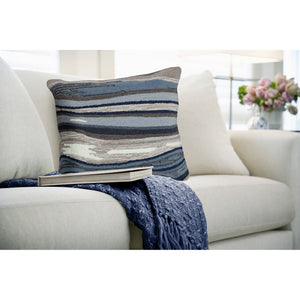 Trans Ocean Liora Manne Ipanema Indoor/Outdoor Pillow - 18" X 18" Blue/Grey Accent For Modern Living Spaces Blue Polyester,Acrylic 7fp8s228503