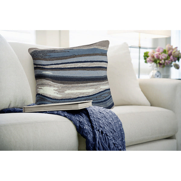 Trans Ocean Liora Manne Ipanema Indoor/Outdoor Pillow - 18" X 18" Blue/Grey Accent For Modern Living Spaces Blue Polyester,Acrylic 7fp8s228503