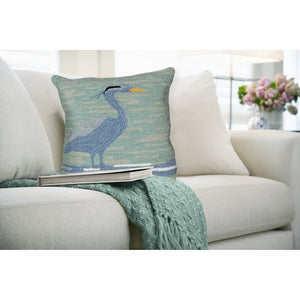 Trans Ocean Liora Manne Blue Heron 18" X 18" Indoor/Outdoor Pillow - Nature-inspired Home Accent Decor Blue Polyester,Acrylic 7fp8s450603
