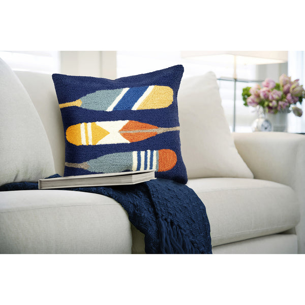 Trans Ocean Liora Manne Paddles Indoor/Outdoor Pillow - 18" Navy Boating Design, Vibrant Nature Accent Decor Navy Polyester,Acrylic 7fp8s450833